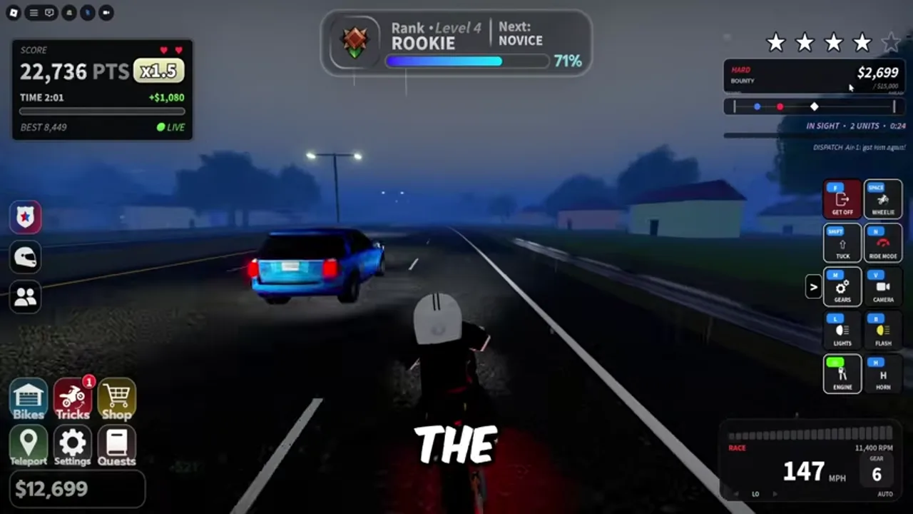 Police chase with wanted stars and bounty panel